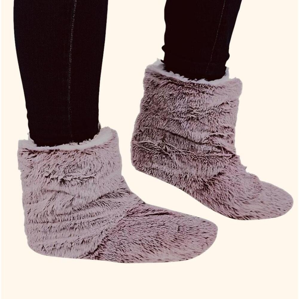 Burgandy Womens Fuzzy Plush Warm Slipper Booties New Size M/L